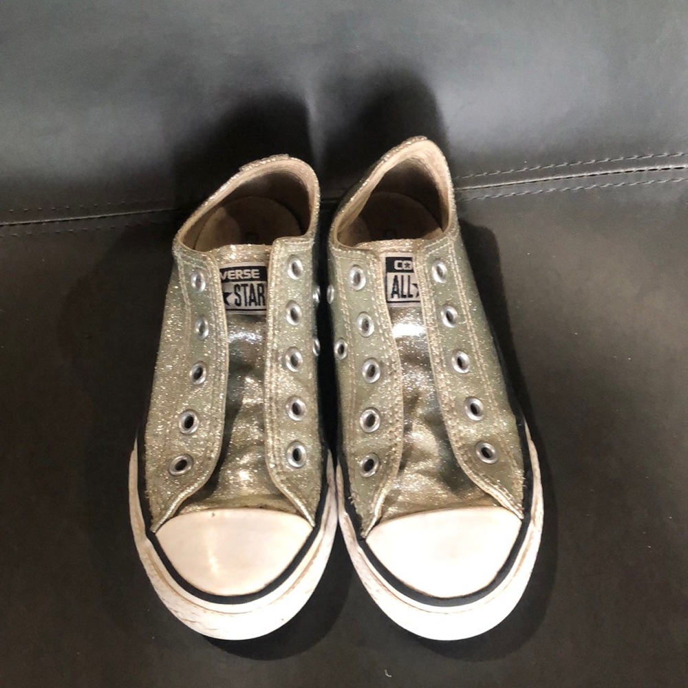 Silver glitter converse 12